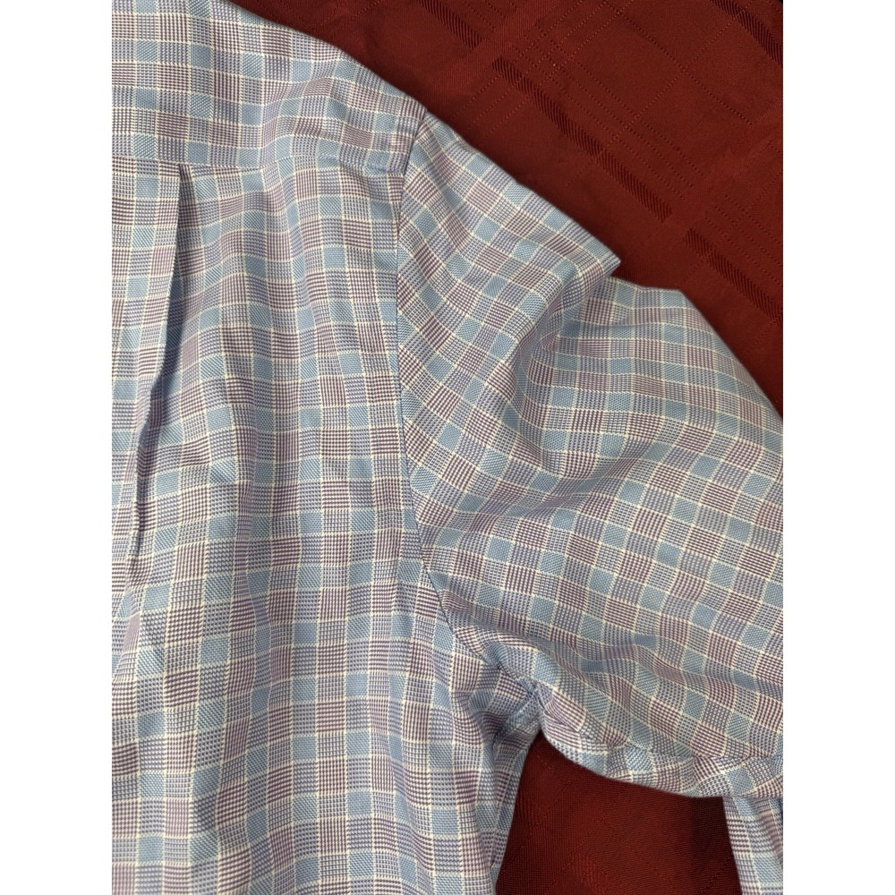 Pronto Uomo Non-Iron Classic Fit Blue Purple Check Dress Shirt 18 32/33 - Picture 7 of 8